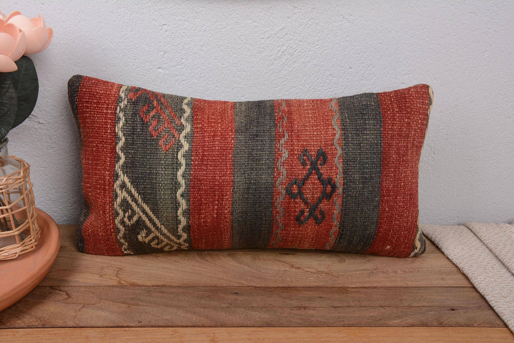 Vintage Turkish Kilim Lumbar Pillow