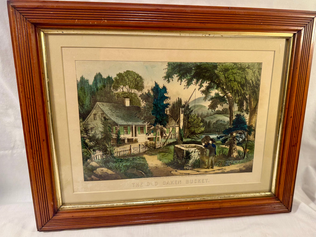 Currier & Ives "The Old Oaken Bucket" Original Lithograph