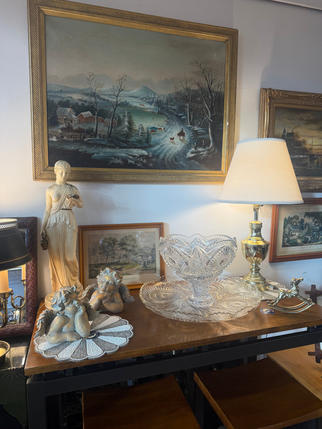 American Brilliant Cut Punch Bowl Set