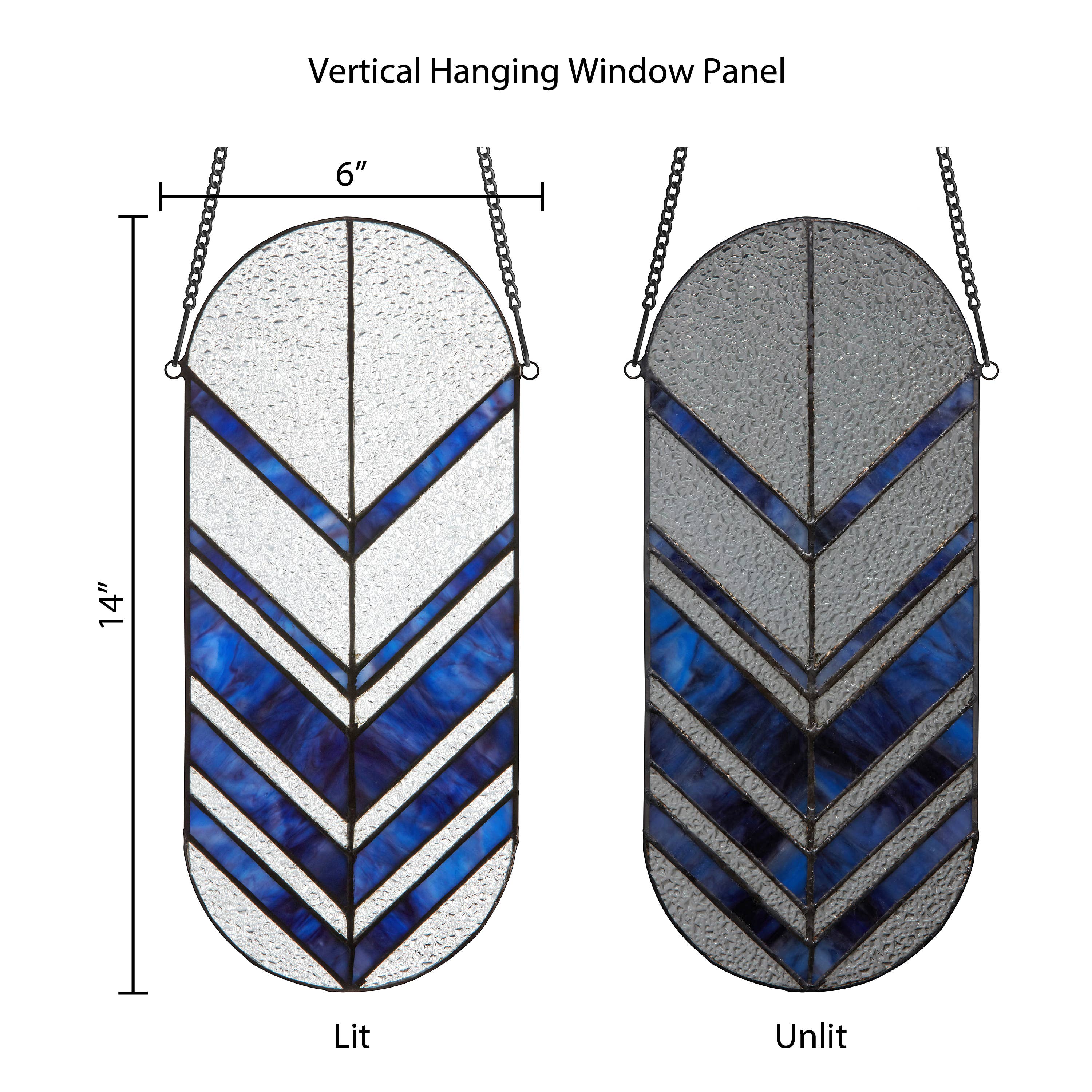 Darby Clear & Blue Arrows Stained Glass