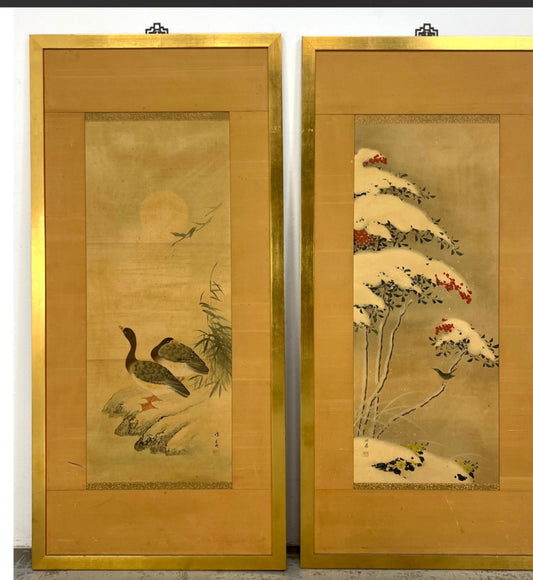 Japanese Decorative Screen Panel - Snowy Tree