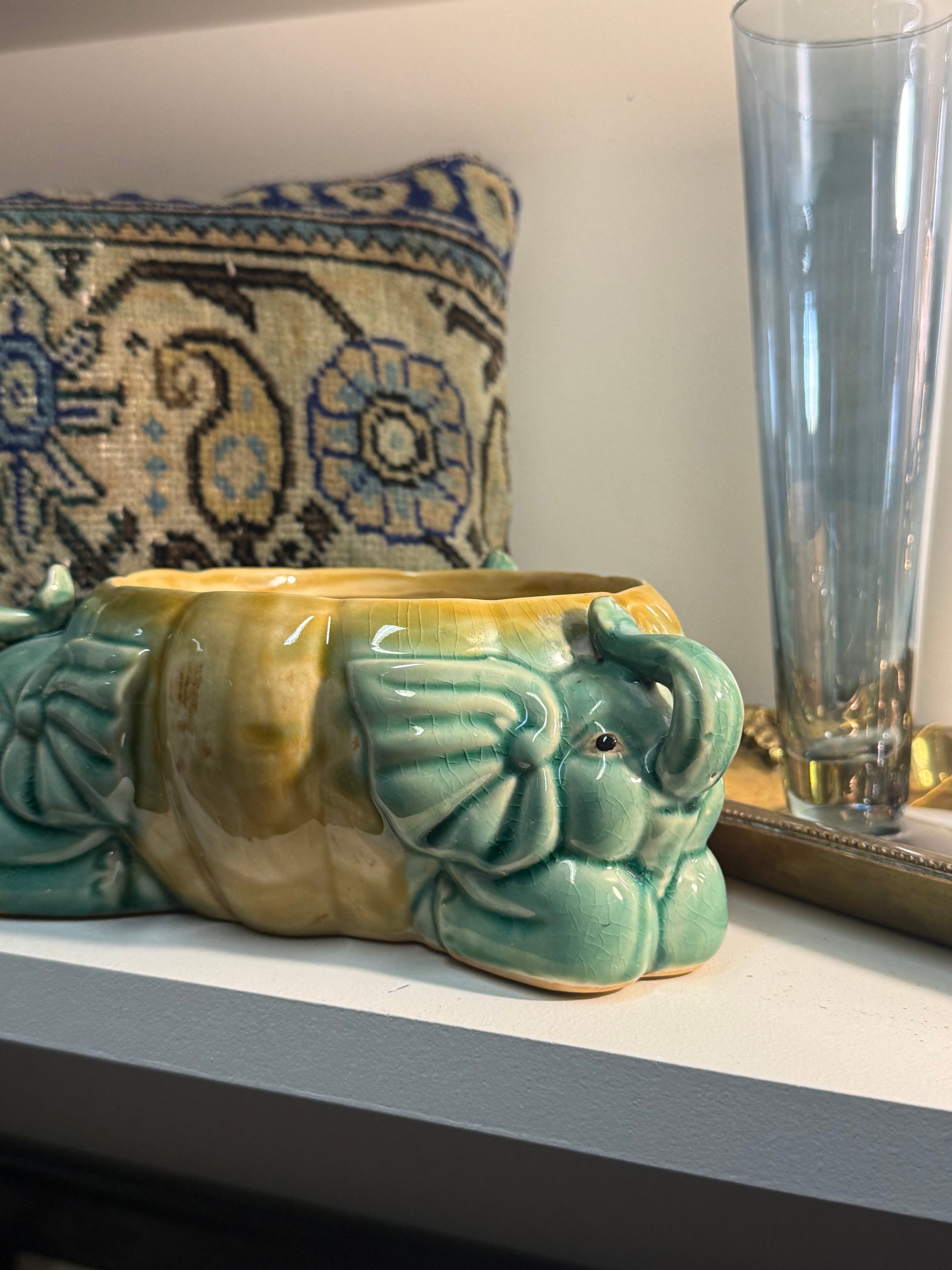 Majolica Elephant Planter