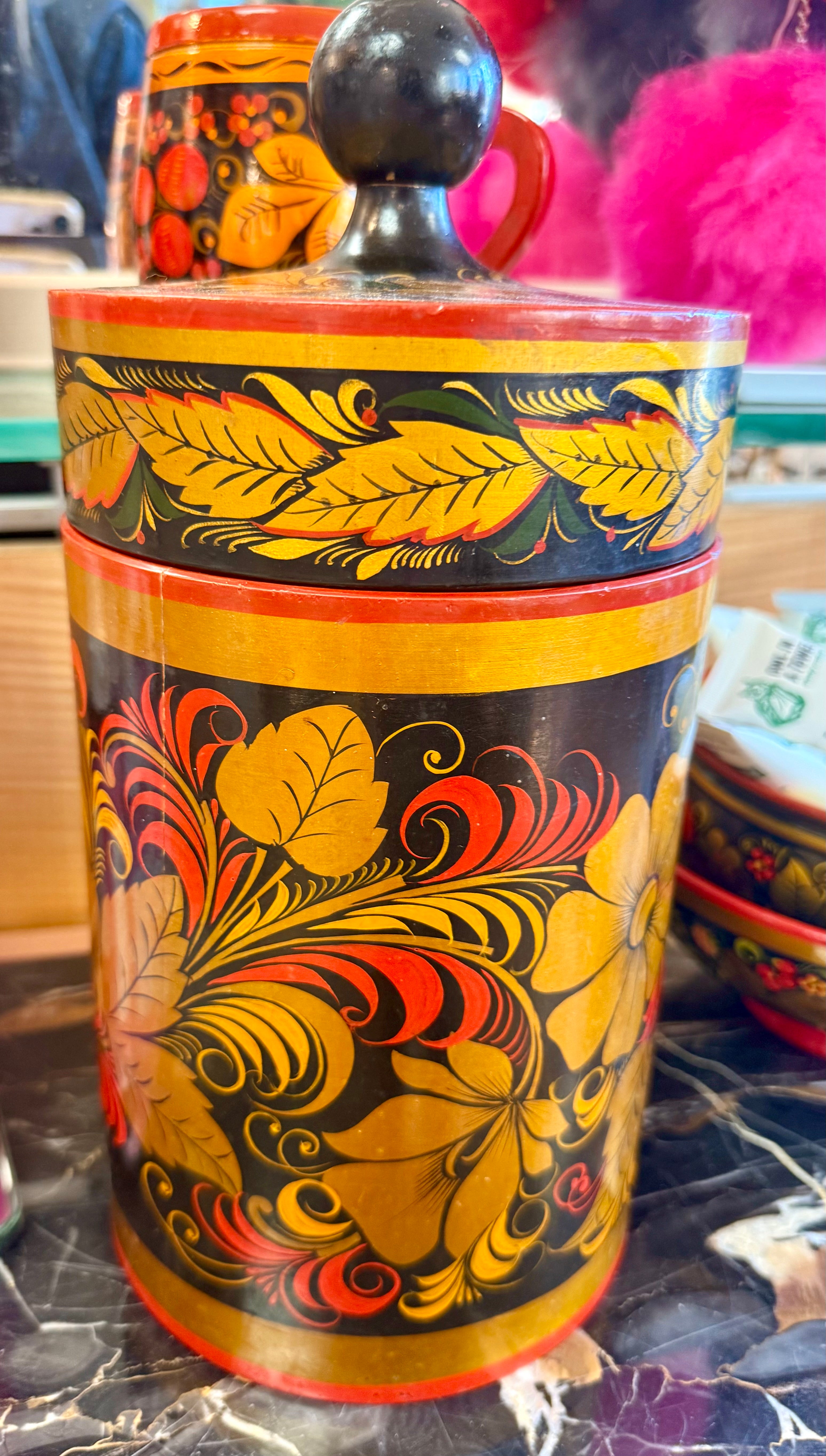 Russian Hand Painted Container (Large)