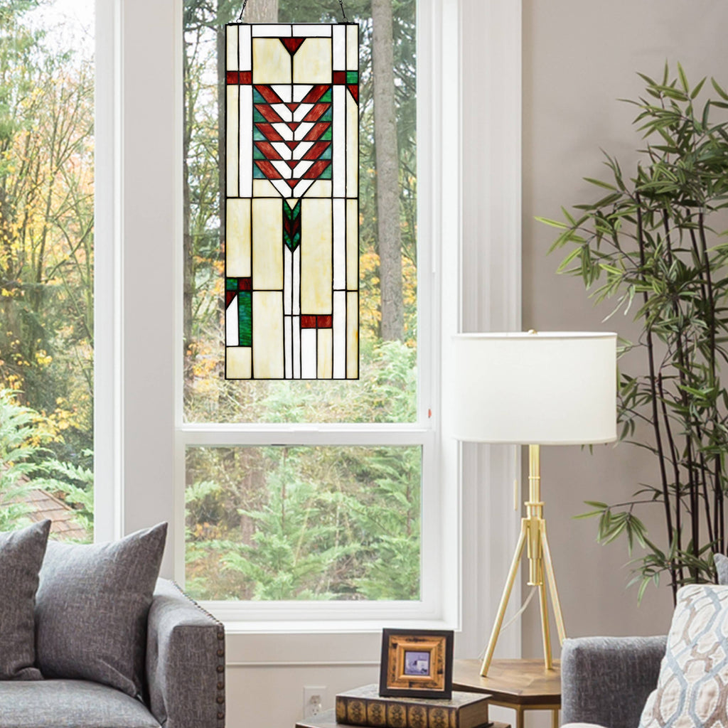 Declan Ivory Stained Glass Window Panel