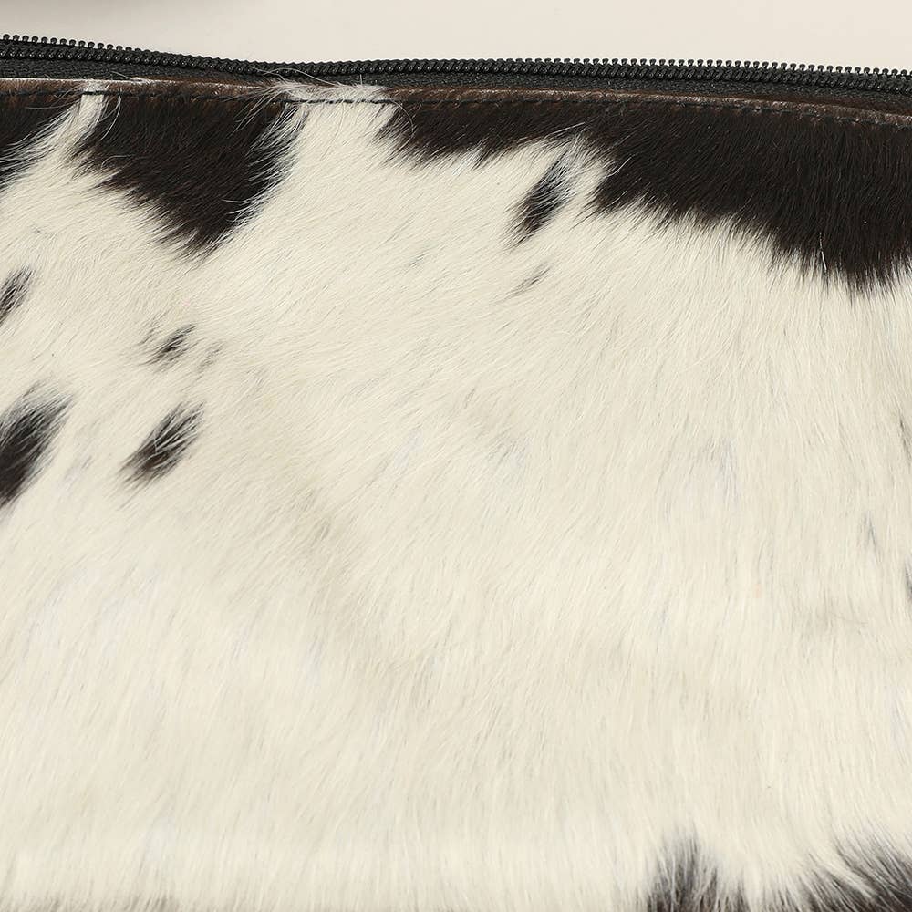 Animal Patterned Genuine Leather Cosmetic Pouch Bag