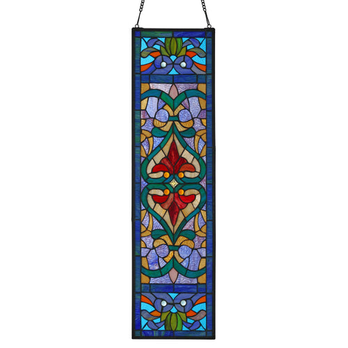36"H Victorian Stained Glass Window Panel