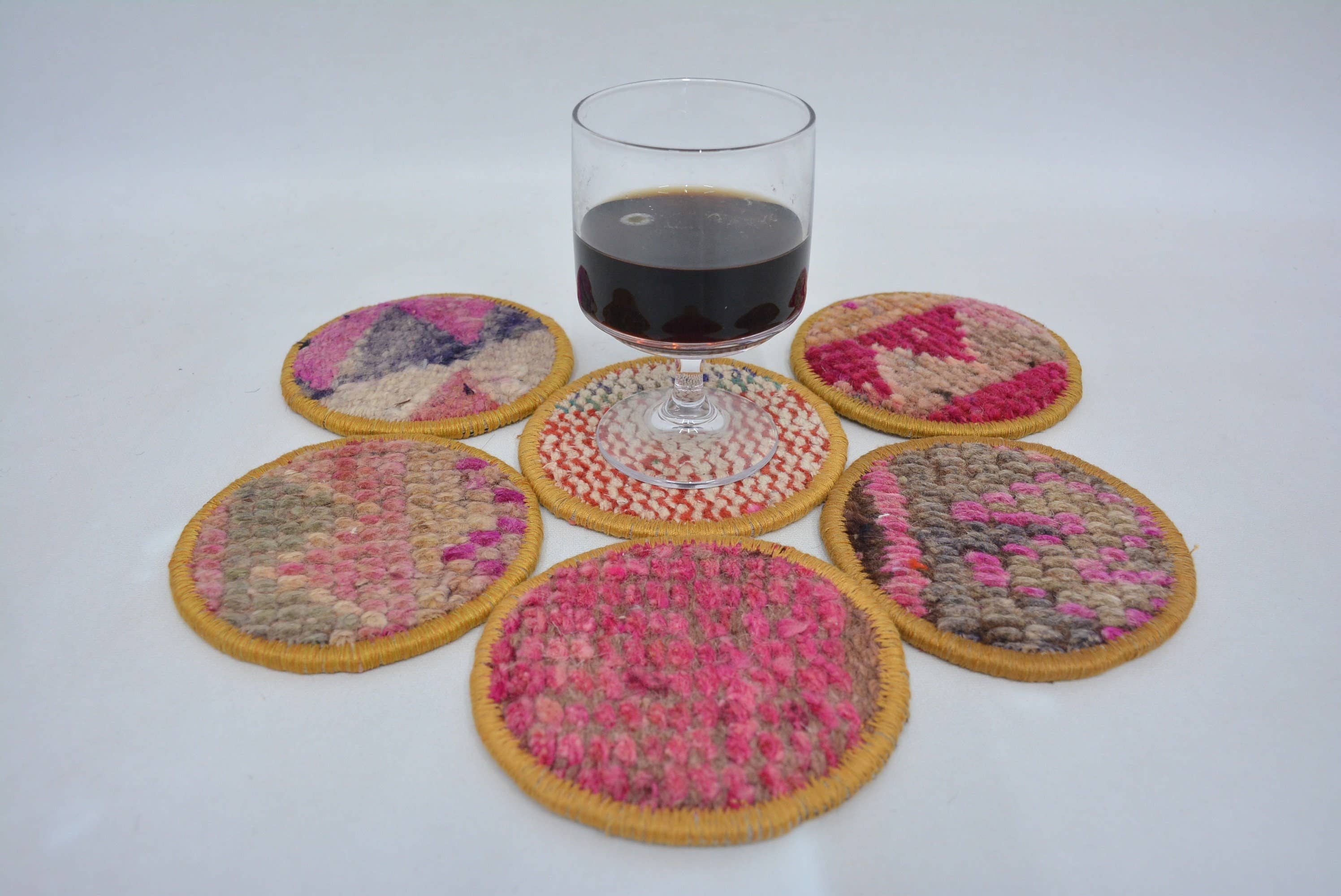 Kitchen Decor Turkish Rug Drink Coaster Handmade Gift