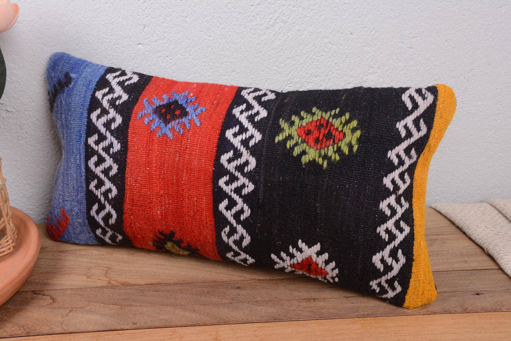 Antique Turkish Kilim Lumbar Pillow