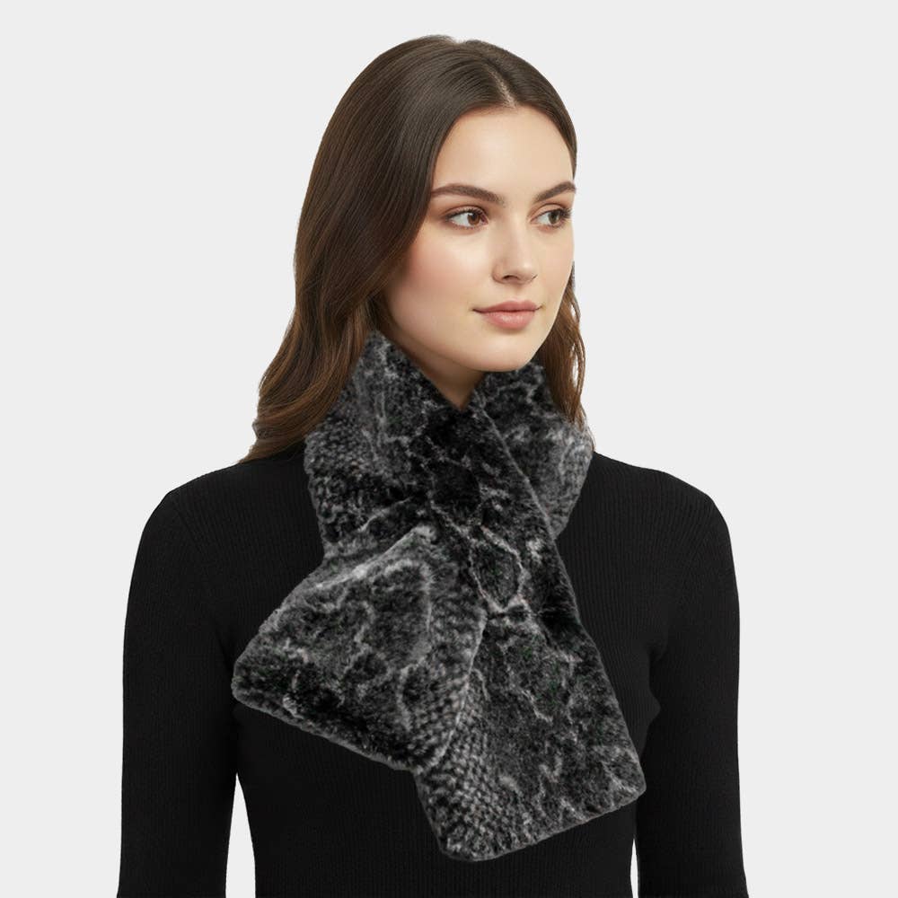 Snake Skin Faux Fur Scarf