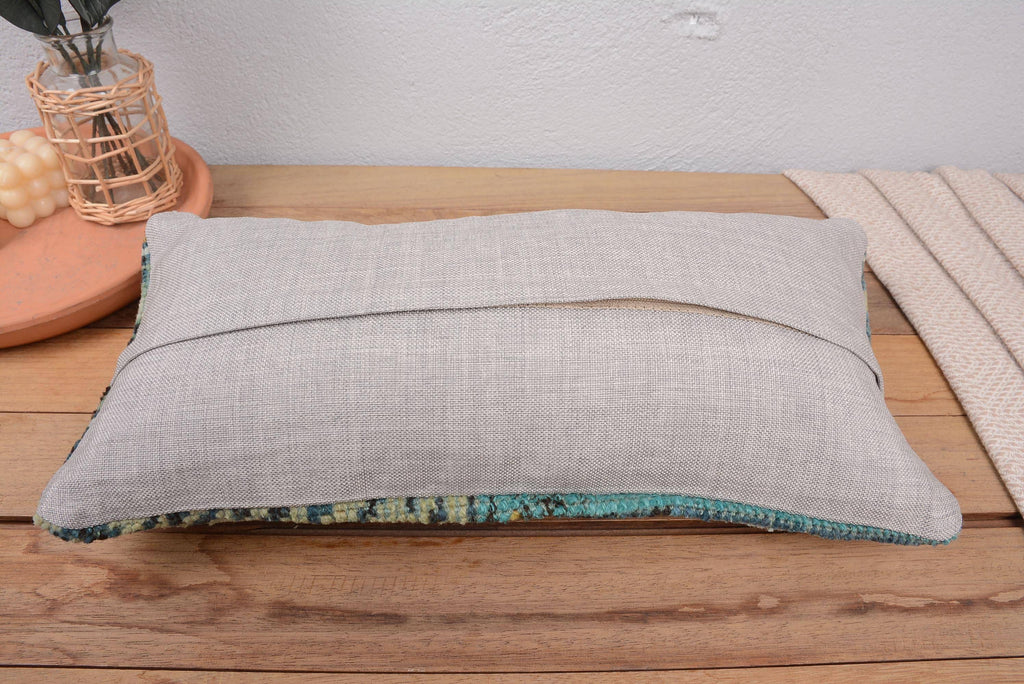 Antique Boho Vintage Blue Hand Knotted Sofa Pillow