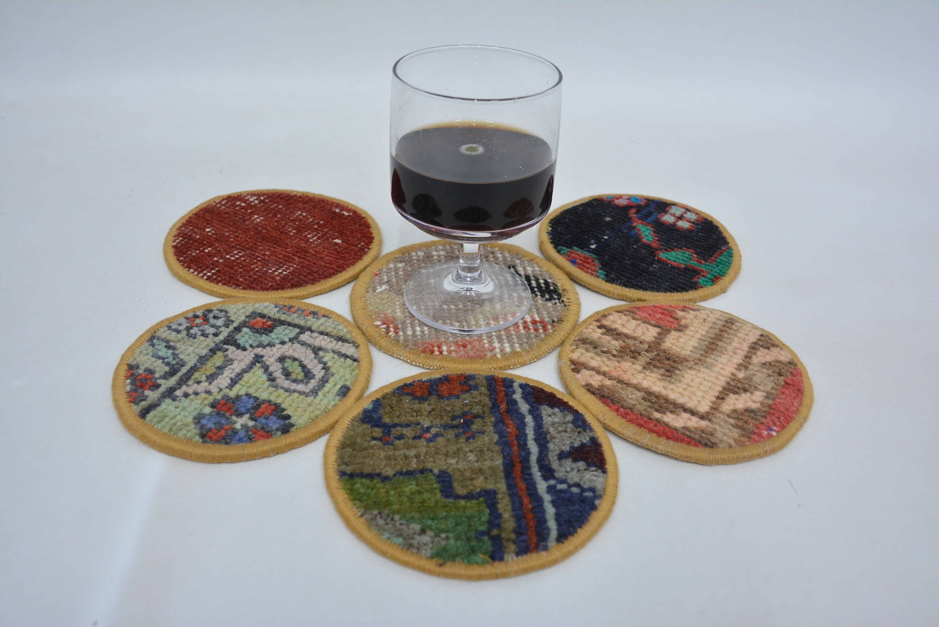 Ethnic Turkish Woven Rug Coaster Gift Set
