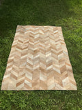 Chevron Patchwork Cowhide Rug - Blond & Cream