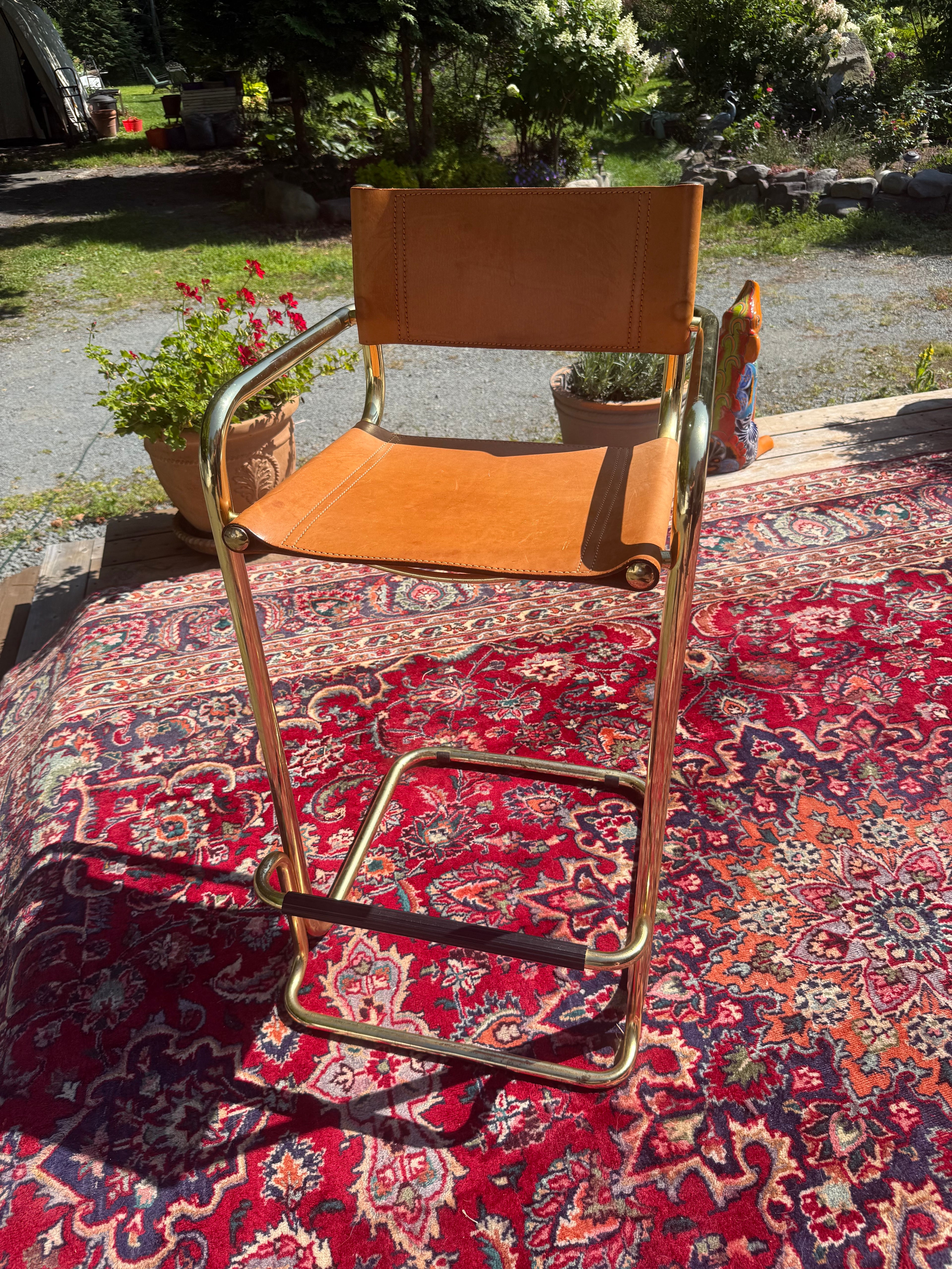 Leather & Brass Mont Stam Barstool