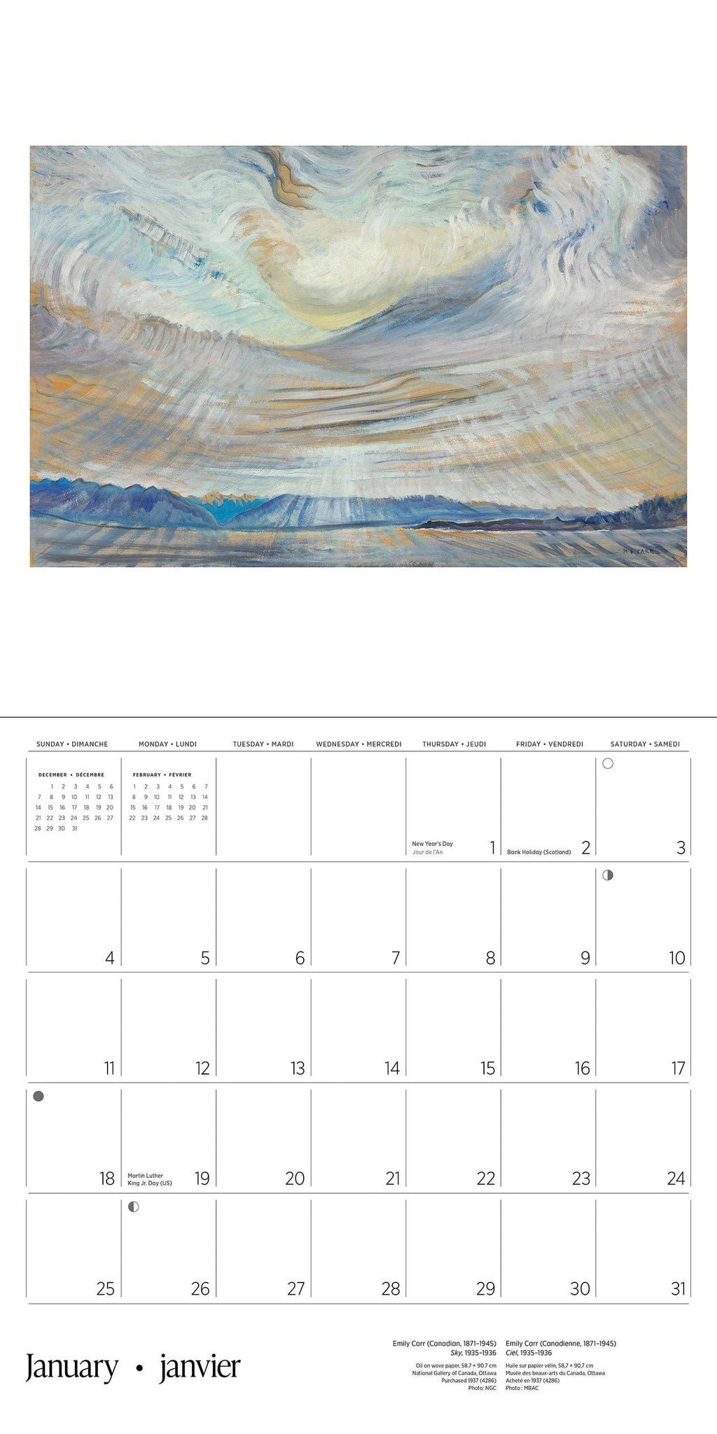 Emily Carr 2026 Wall Calendar