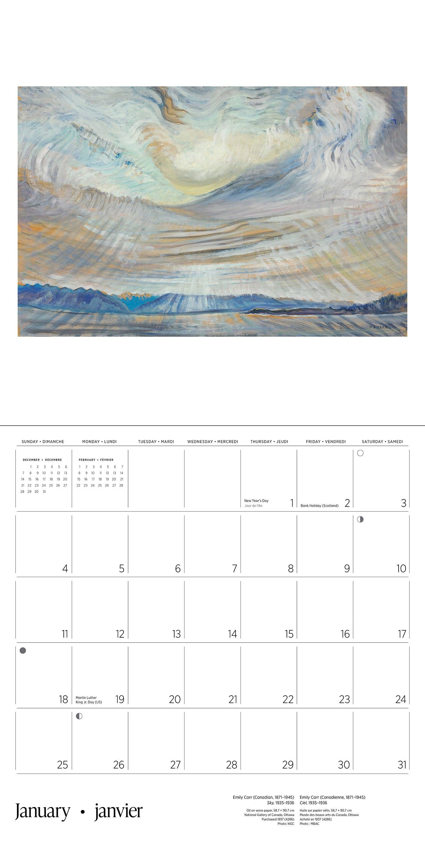 Emily Carr 2026 Wall Calendar