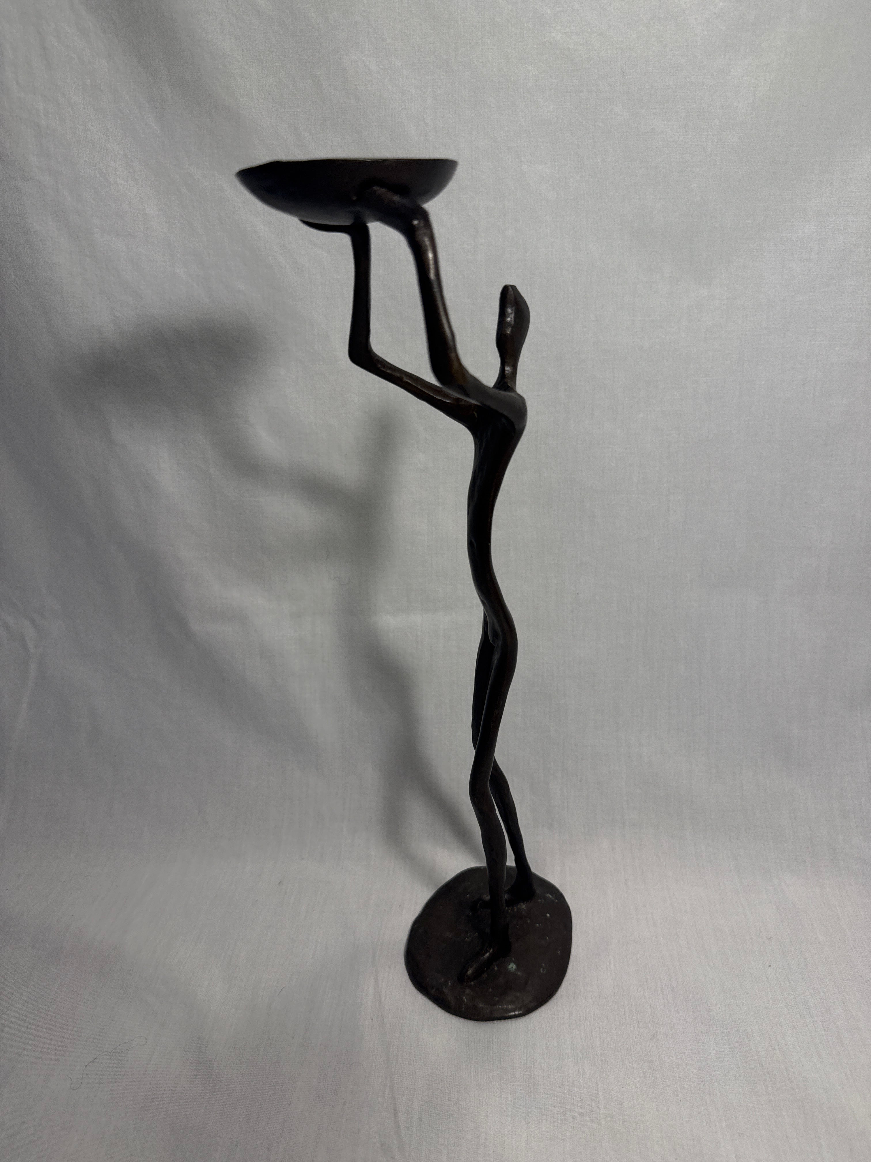 Brutalist Cast Iron Candleholder
