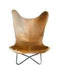 Leather Butterfly Chair - Hand-Stitched Sling on Iron Frame