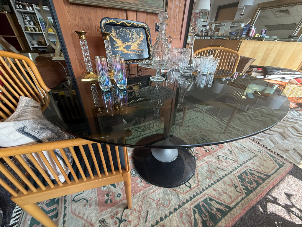 Chromecroft Tulip Dining Table, Smoked Glass