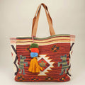 Boho Patterned Pom Pom Tassel Shoulder Bag