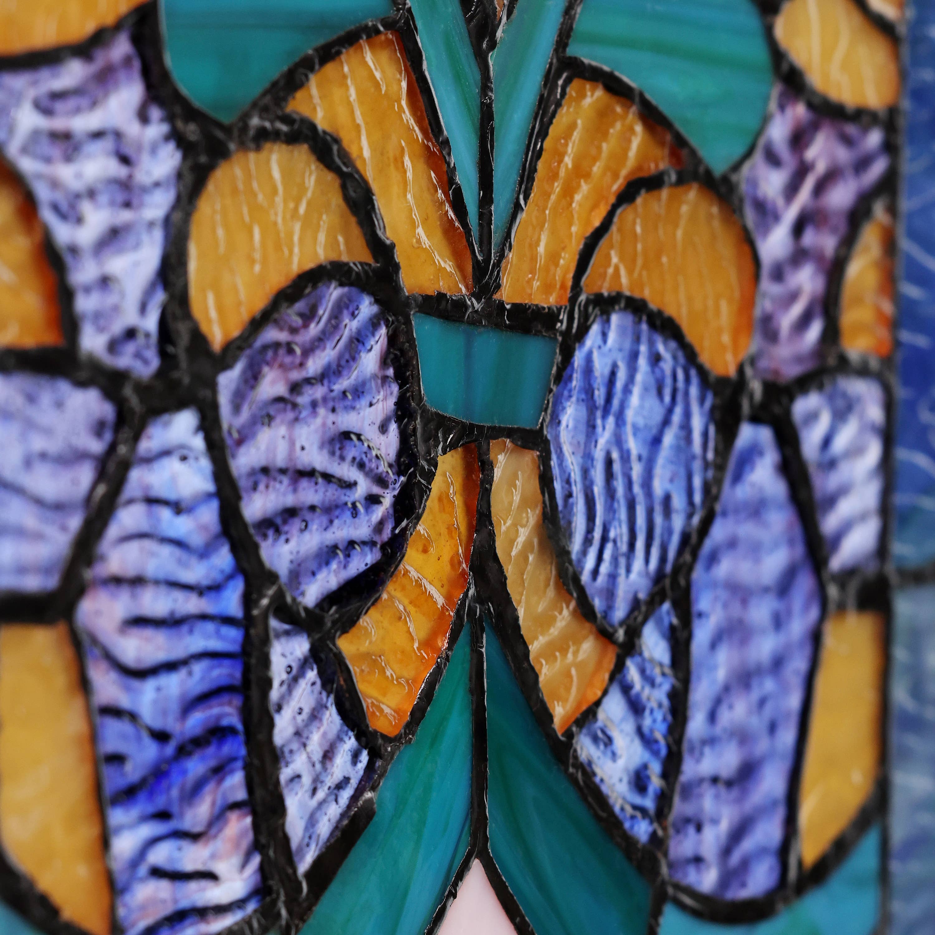 36"H Victorian Stained Glass Window Panel