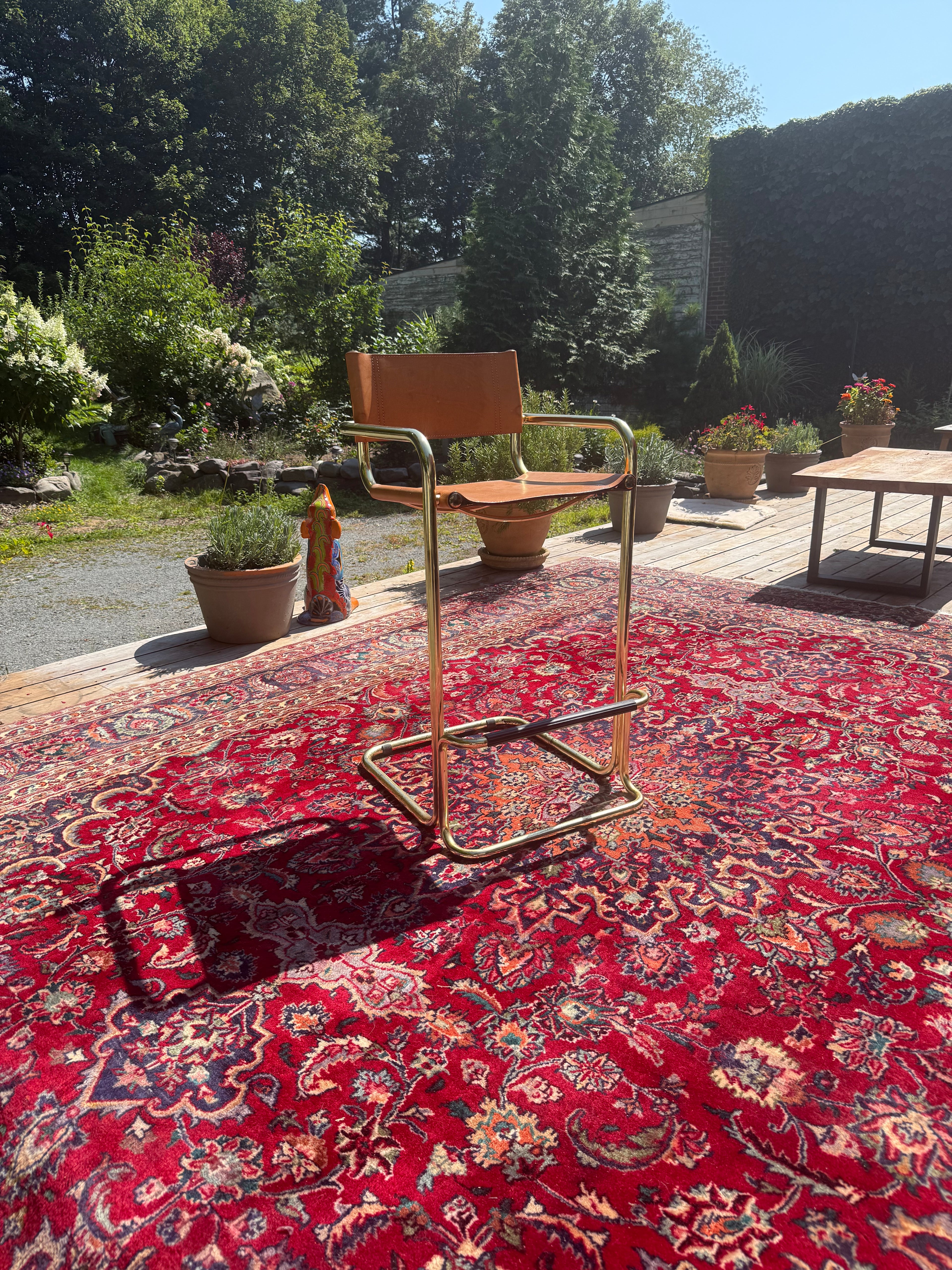 Leather & Brass Mont Stam Barstool