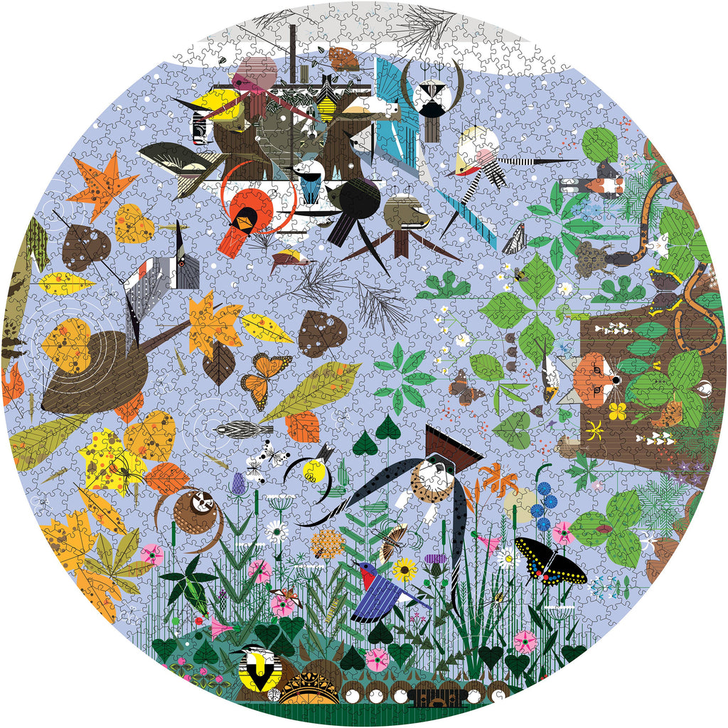 Charley Harper: Seasons 1000-Piece Circular Jigsaw Puzzle