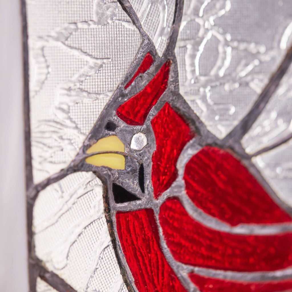 Cardinal Red Stained Glass Window Panel
