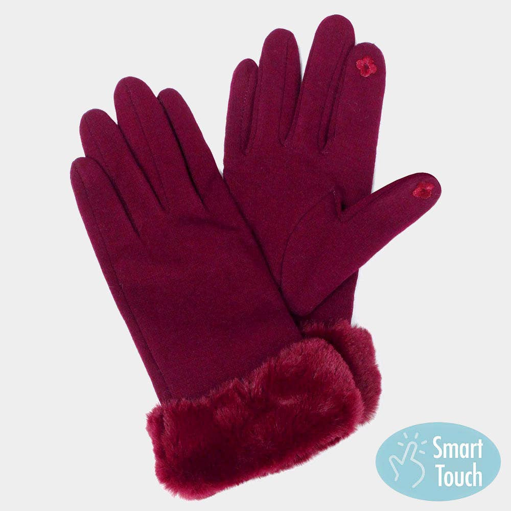 FAUX FUR WRIST SMART GLOVES