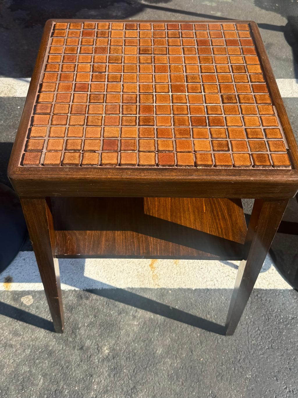 Mid Century Tile Top Side Table