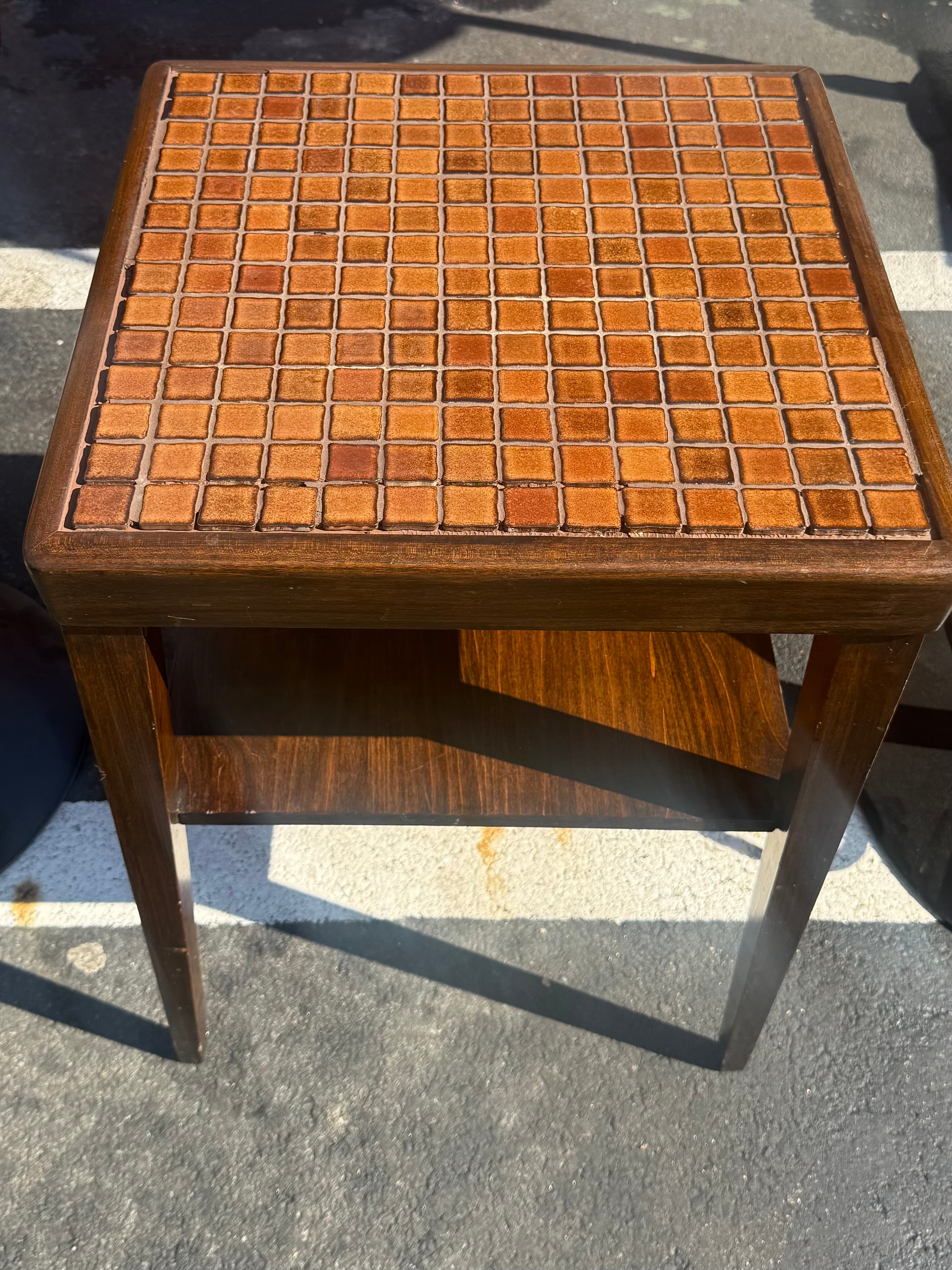 Mid Century Tile Top Side Table