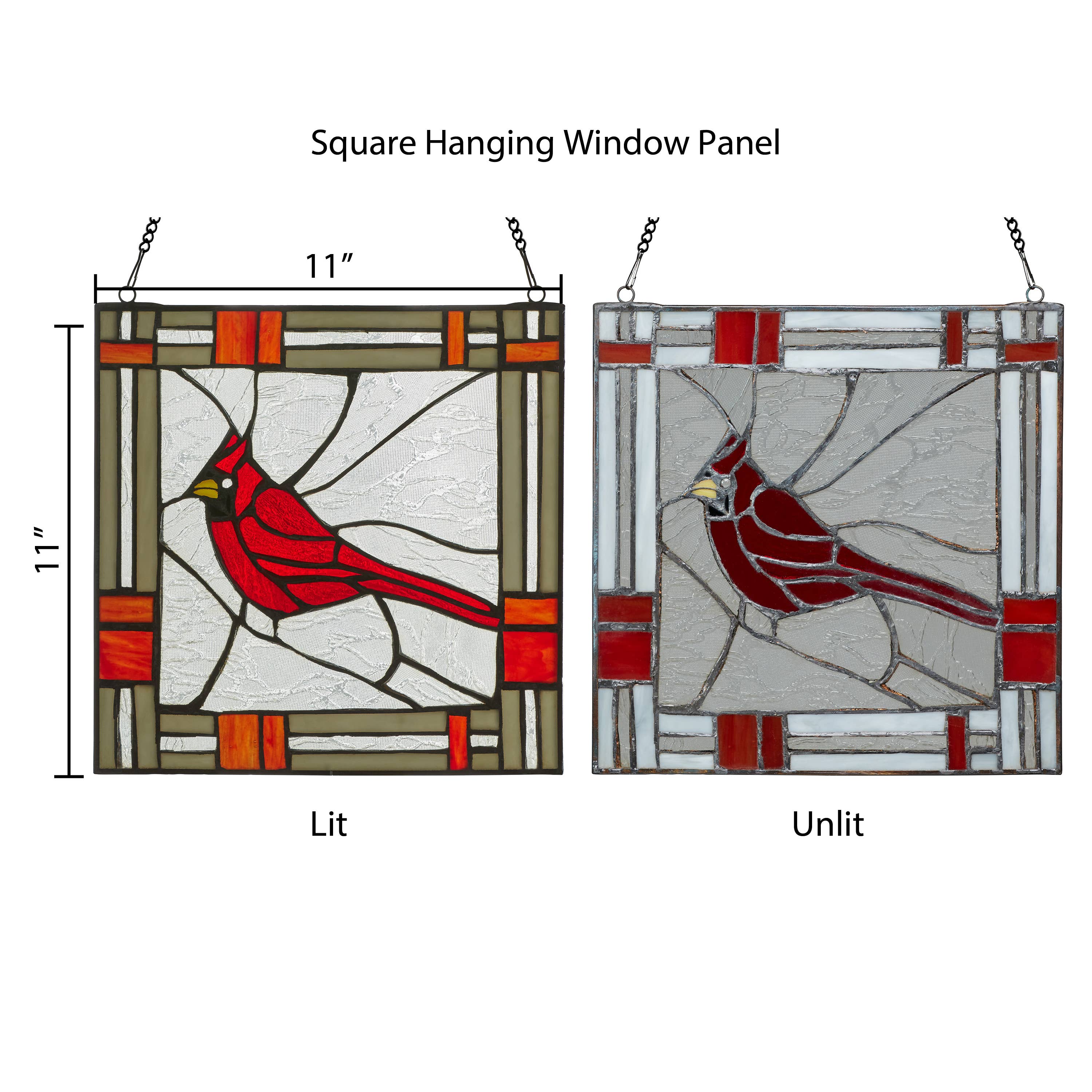Cardinal Red Stained Glass Window Panel