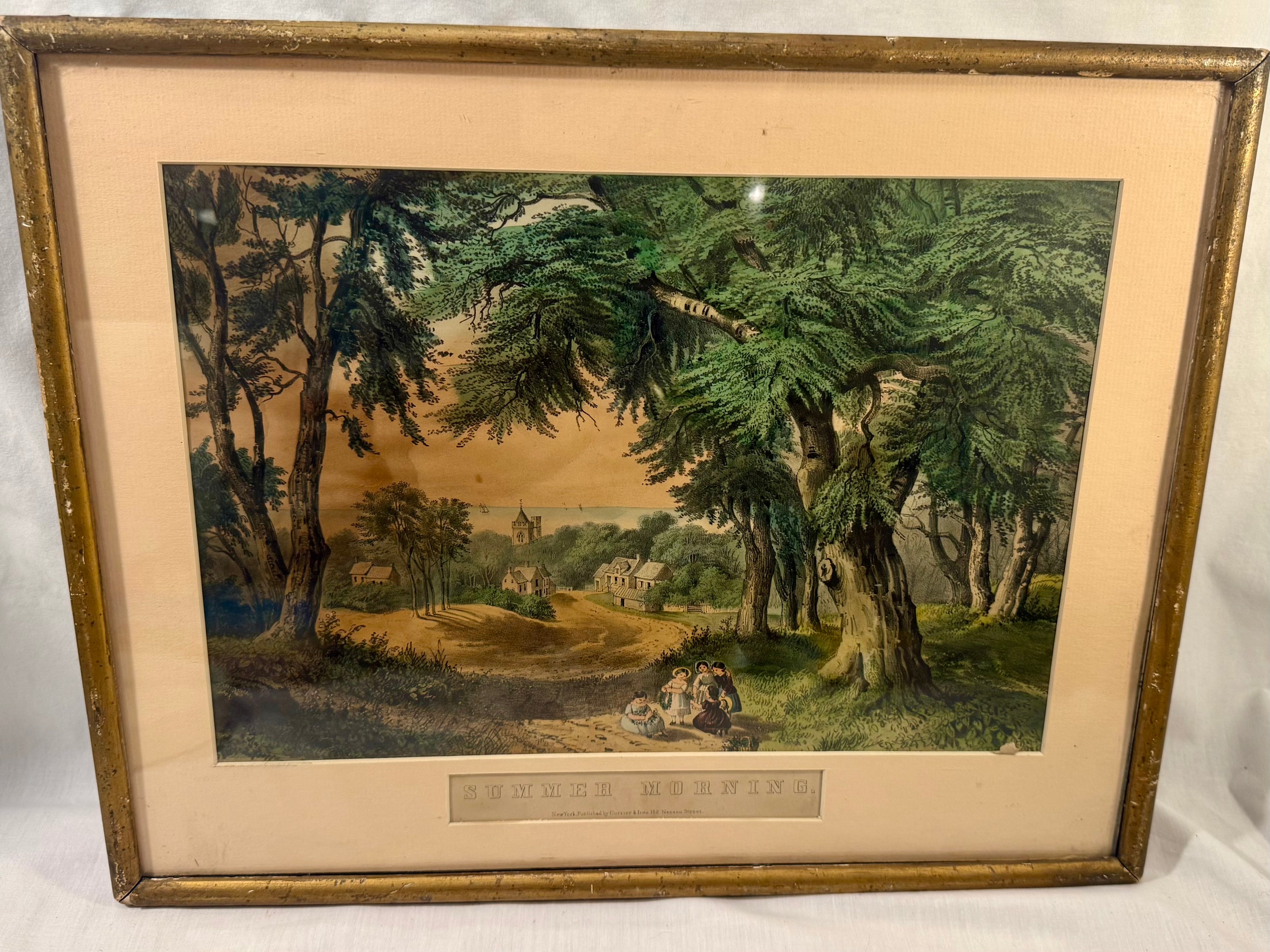 Original Lithograph 'Summer Morning' Fanny Palmer, Currier & Ives