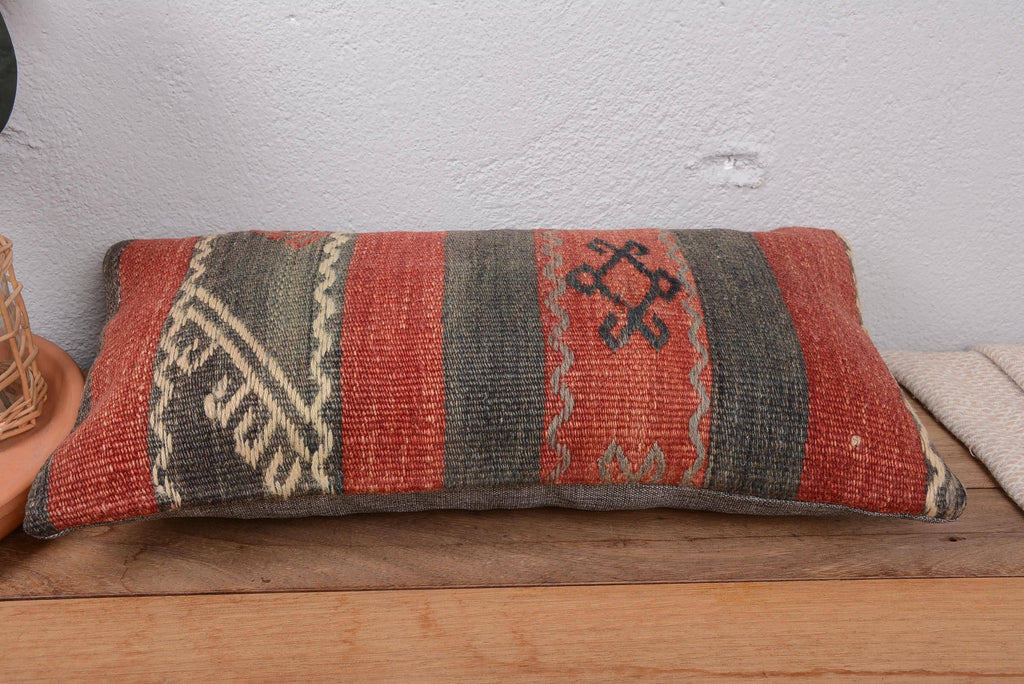 Vintage Turkish Kilim Lumbar Pillow