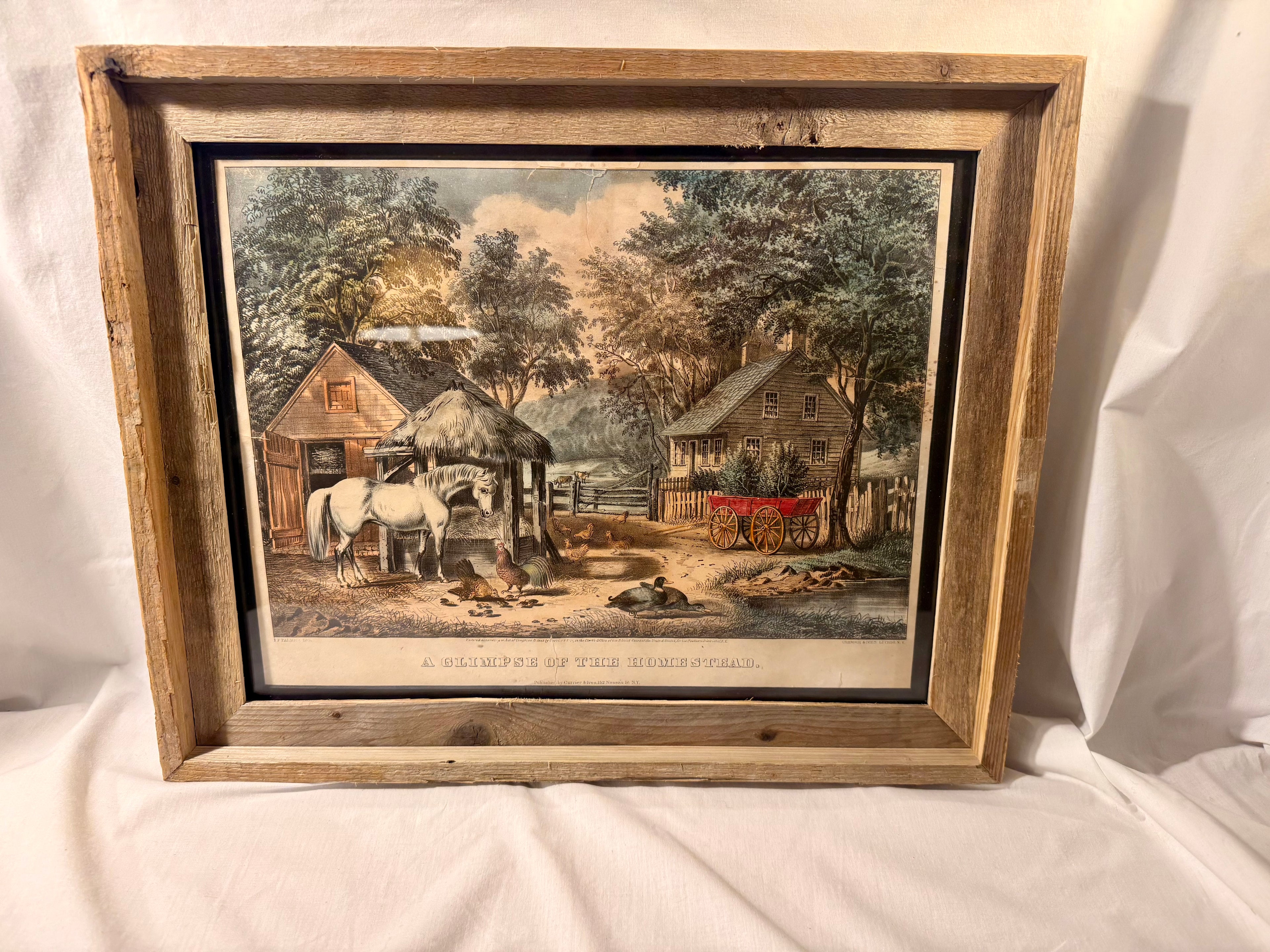 Fanny Palmer 'A Glimpse of the Homestead' Original Lithograph
