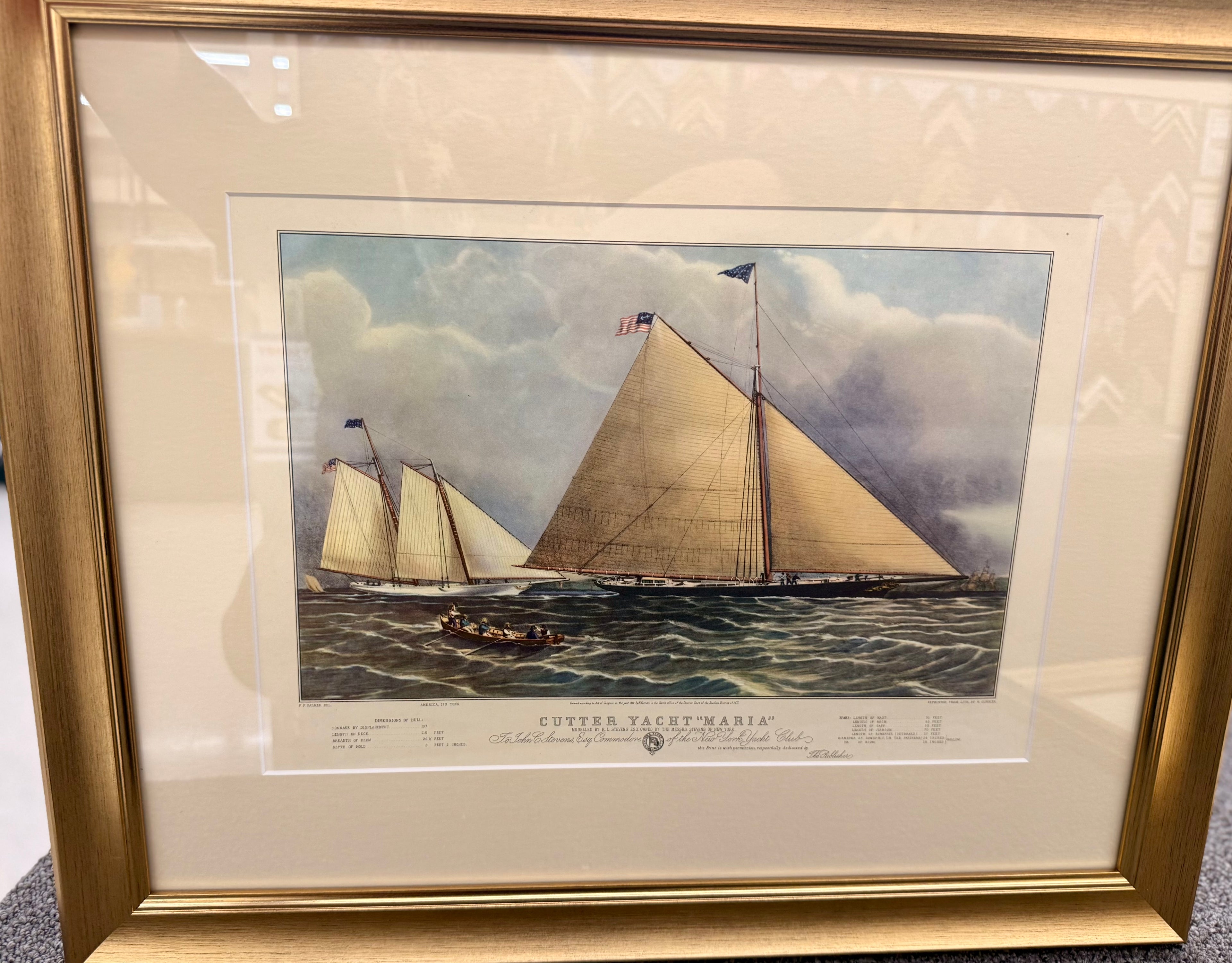 Currier & Ives "Cutter Yacht Maria" Framed Print