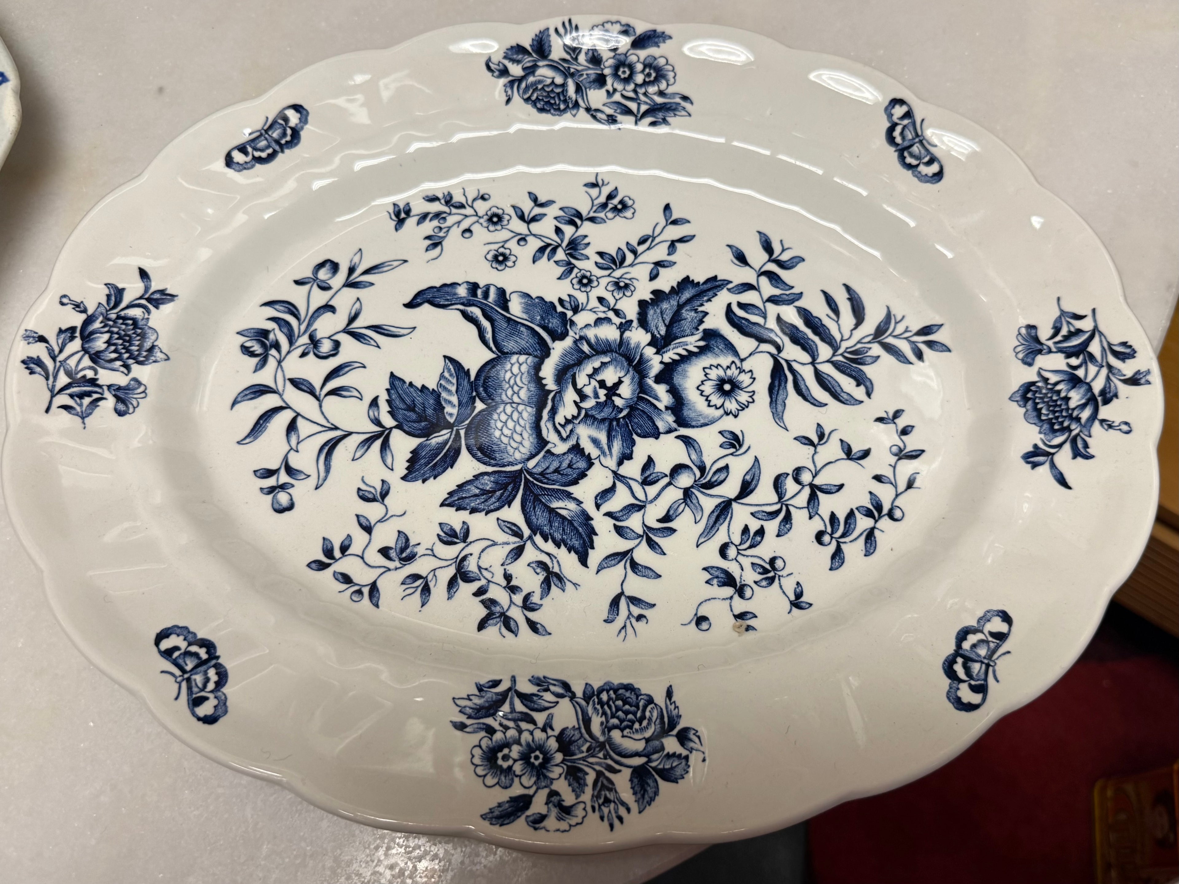 Colclough “Peony” Blue Transferware Platter