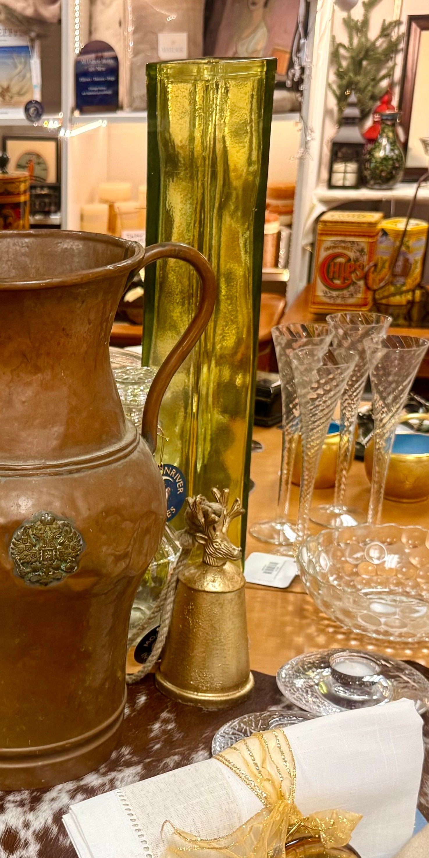 Tall Green Glass Vase