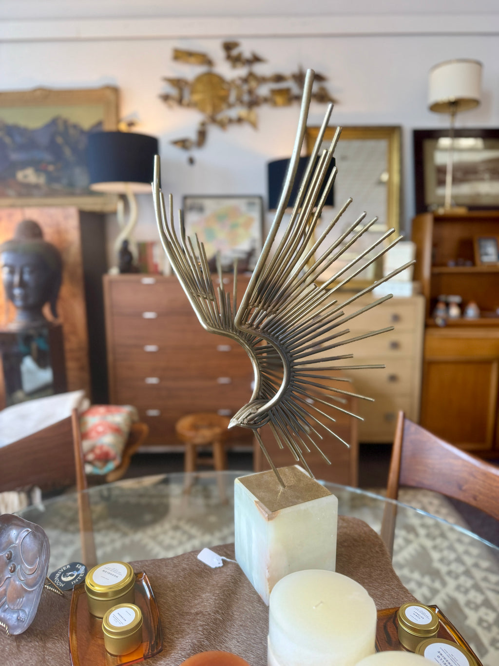 C. Jere MCM Bird in Flight Table Sculpture angle