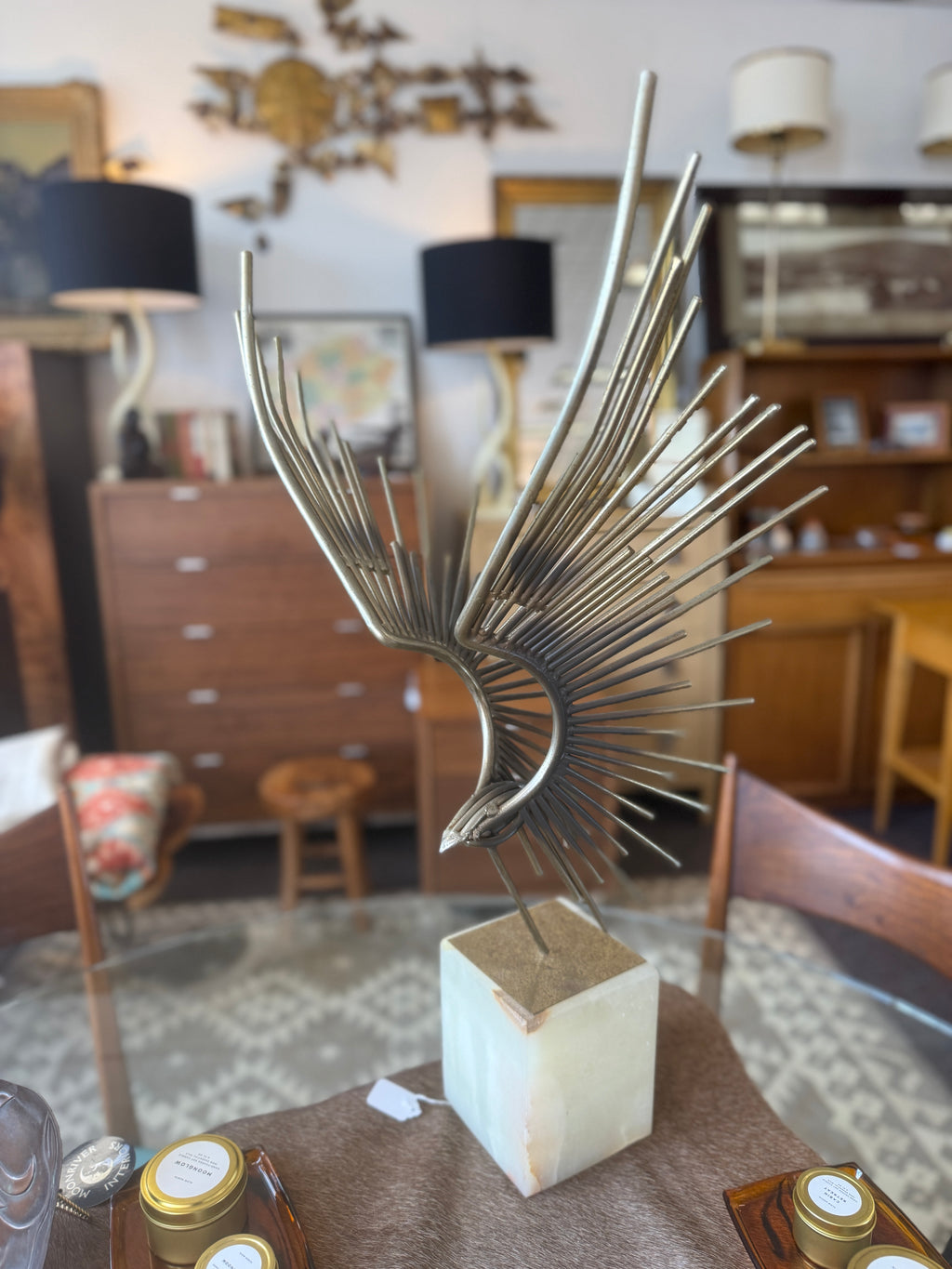 C. Jere MCM Bird in Flight Table Sculpture detail