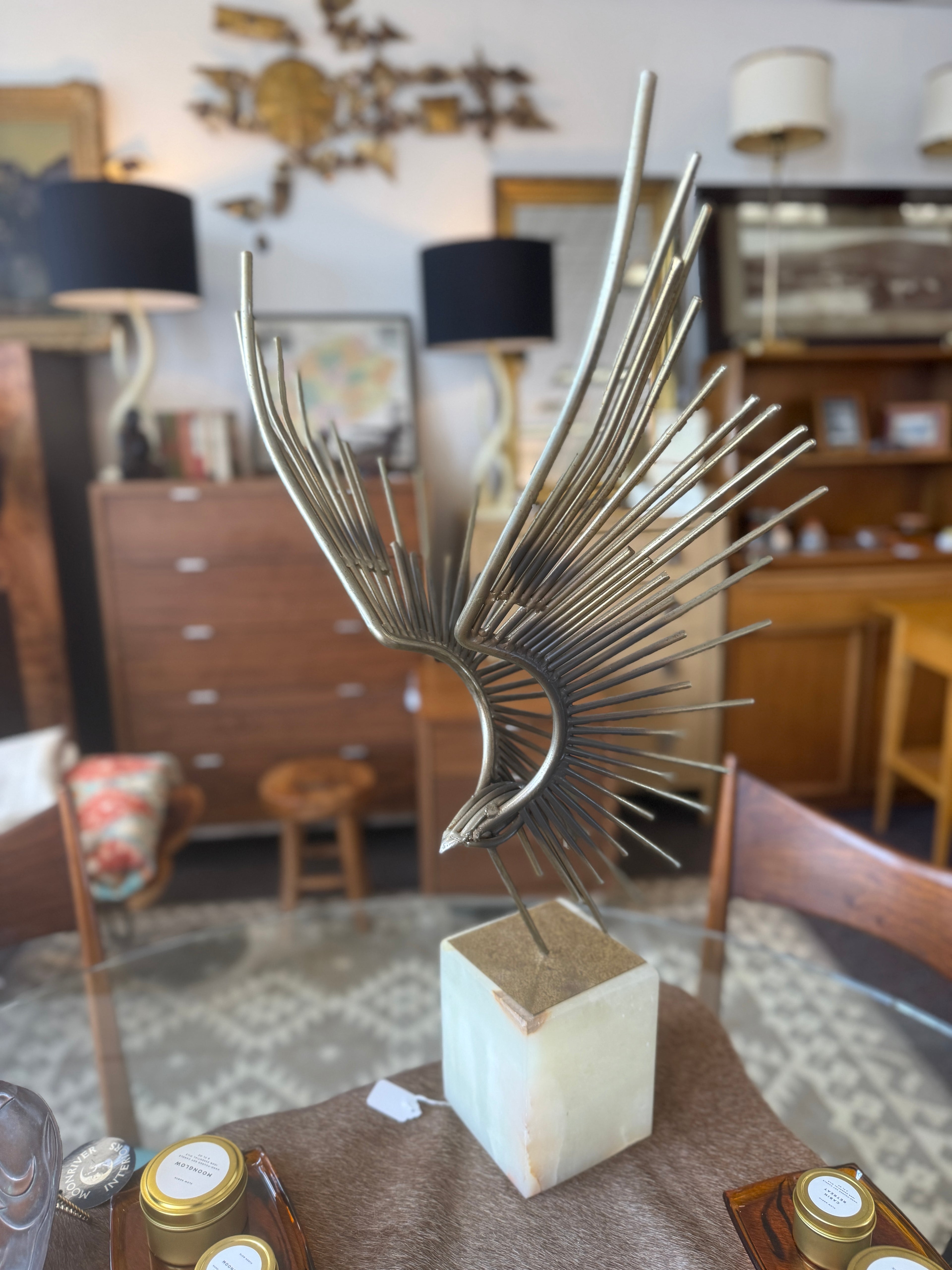 C. Jere MCM Bird in Flight Table Sculpture detail