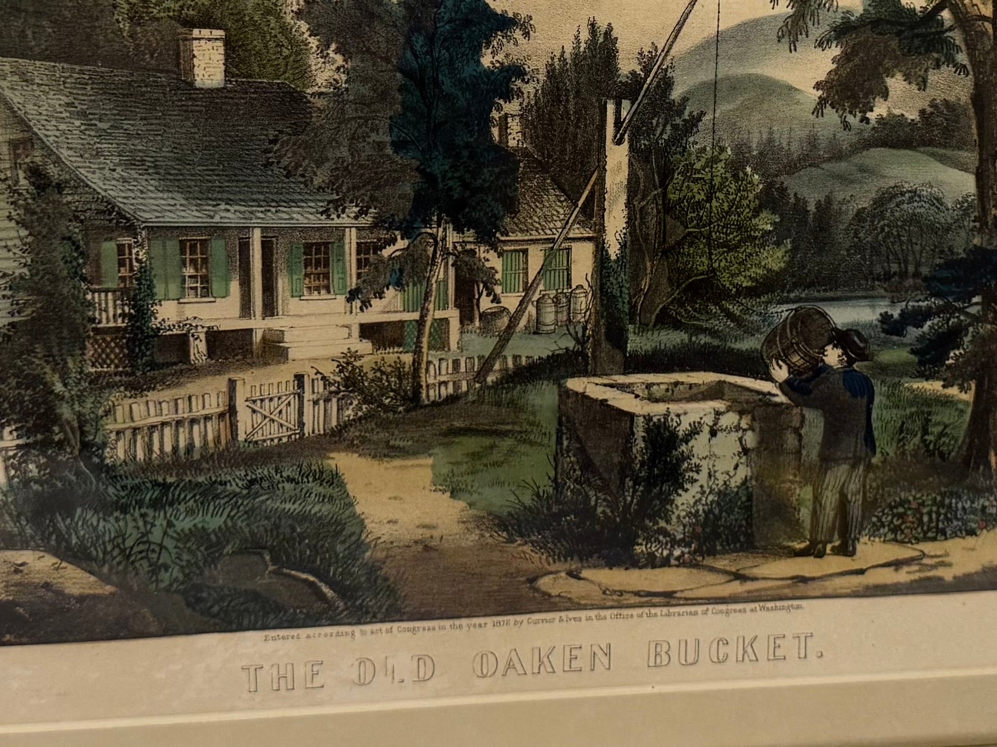 Currier & Ives "The Old Oaken Bucket" Original Lithograph