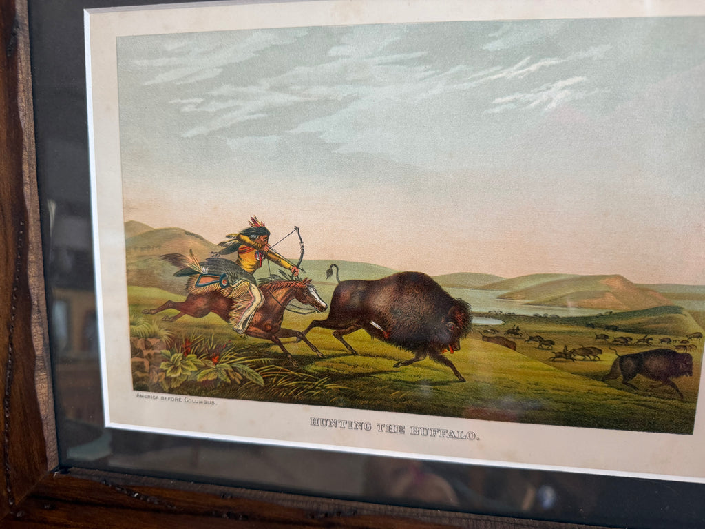 Vintage ‘Hunting the Buffalo’ Framed Print
