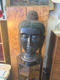 Cast Bronze Buddha Head Sculpture