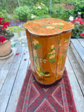 Chinoiserie Lacquered Drum Cabinet Side Table