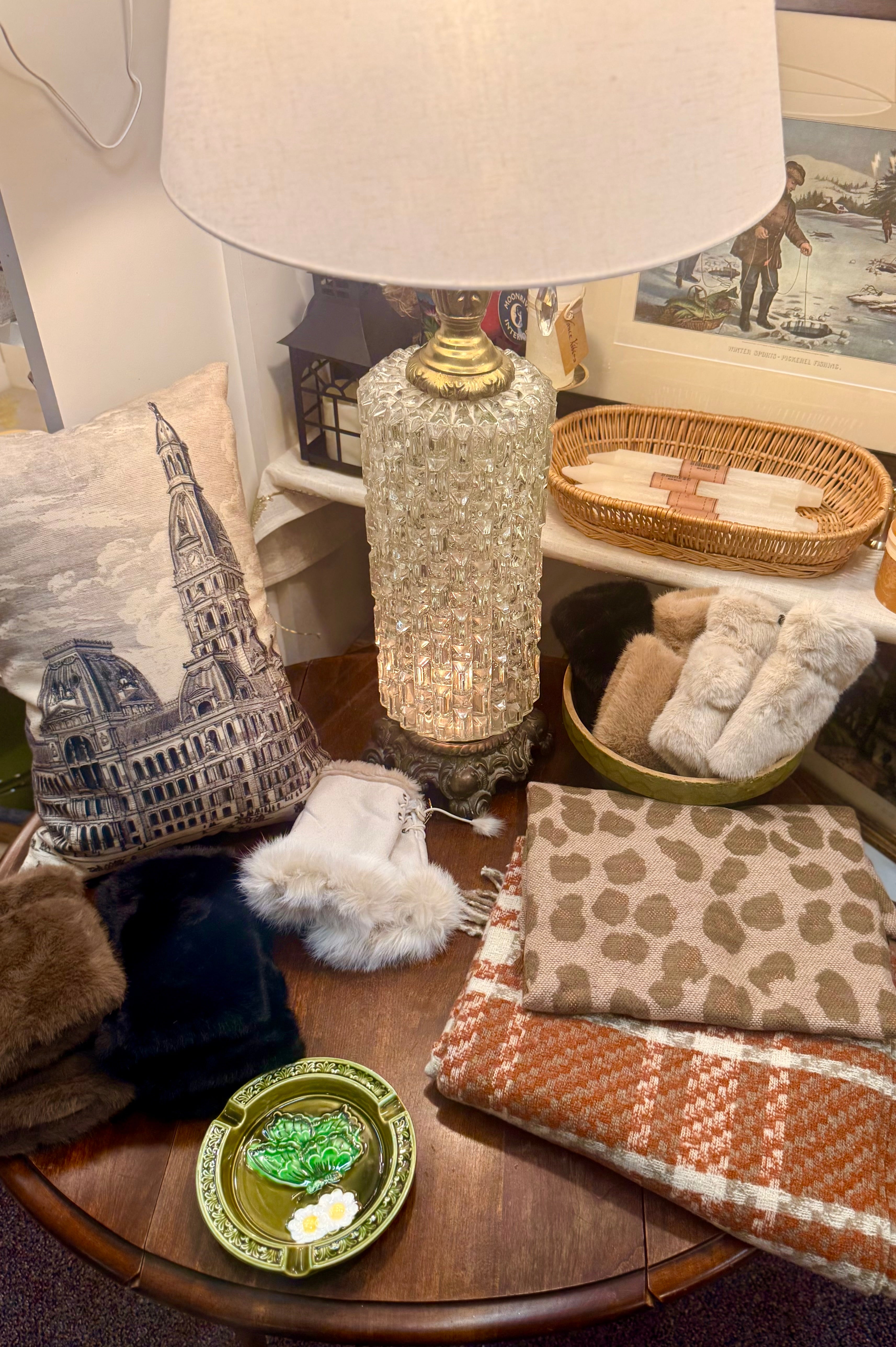 Hollywood Regency Crystal & Glass Table Lamp