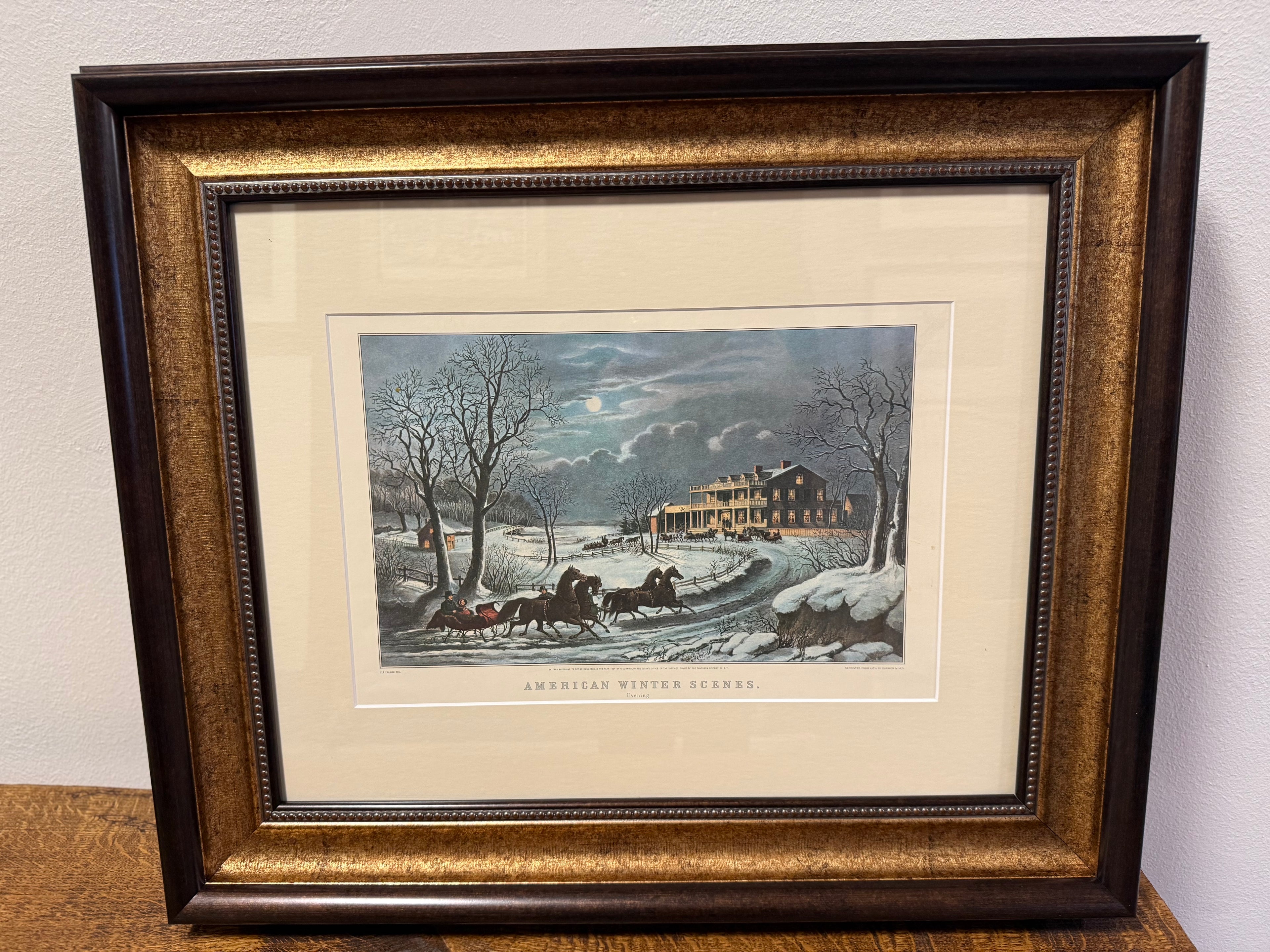 Fanny Palmer for Currier & Ives “American Winter Scene" Framed Print