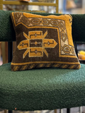 Kilim patterned gold & brown pillow 