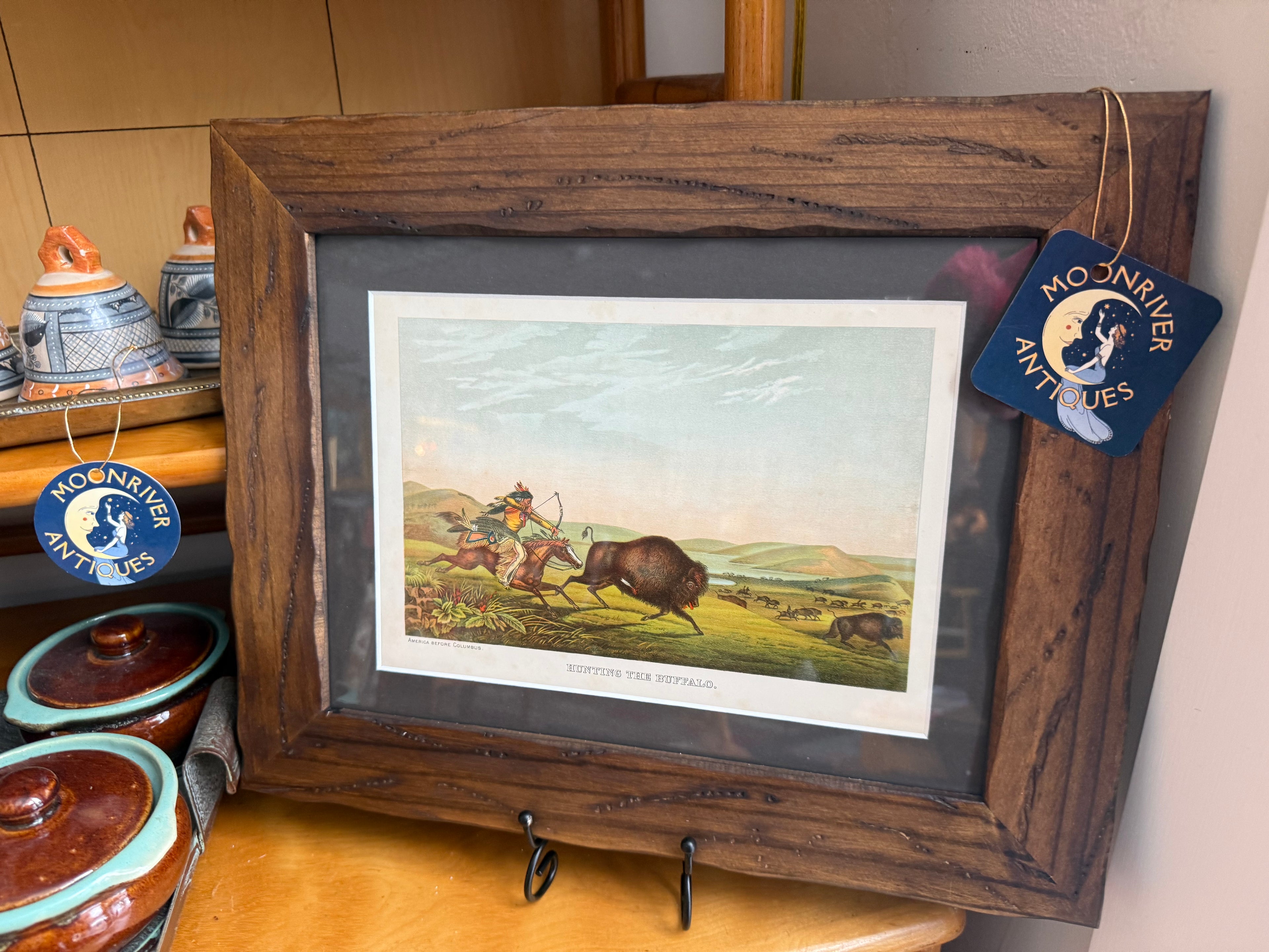 Vintage ‘Hunting the Buffalo’ Framed Print