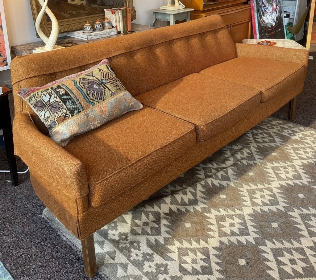 Mid Century Modern Sofa - Rust Tweed