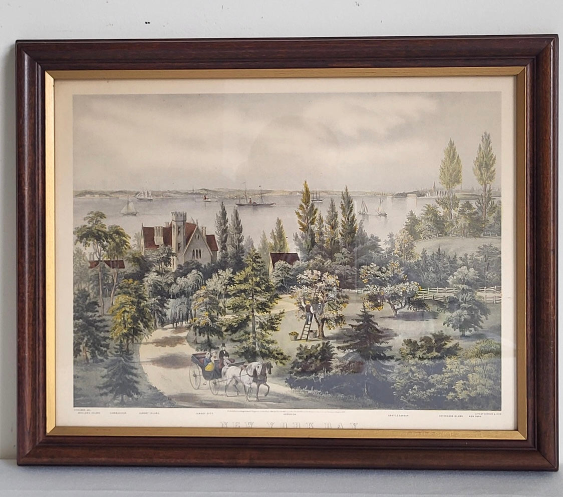 Fanny Palmer for Currier & Ives “New York Bay” Vintage Framed Print